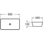 Раковина накладная SantiLine 600х340х130 прямоугольная белая SL-1012