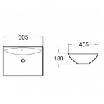 Раковина накладная SantiLine 605х455х180 прямоугольная белая SL-1015