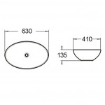 Раковина накладная SantiLine 630х410х135 овальная белая SL-1019