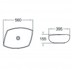 Раковина накладная SantiLine 560х395х155 нестандартная белая SL-1027