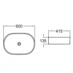 Раковина накладная SantiLine 600х415х135 овальная белая SL-1028