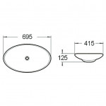 Раковина накладная SantiLine 695х415х125 овальная белая SL-1031