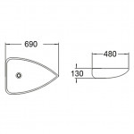 Раковина накладная SantiLine 690х480х130 нестандартная белая SL-1033