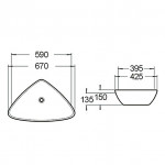 Раковина накладная SantiLine 590х395х135 нестандартная белая SL-1034