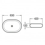 Раковина накладная SantiLine 630х420х120 овальная белая SL-1035