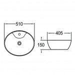 Раковина накладная SantiLine 510х405х150 овальная белая SL-1043