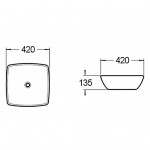 Раковина накладная SantiLine 420х420х135 квадратная белая SL-1044
