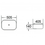 Раковина накладная SantiLine 505х405х140 прямоугольная белая SL-1046