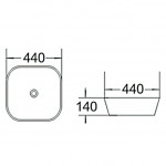 Раковина накладная SantiLine 440х440х140 квадратная белая SL-1048