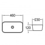Раковина накладная SantiLine 460х230х120 прямоугольная белая SL-1050
