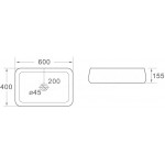 Раковина накладная SantiLine 600х400х155 прямоугольная белая SL-1061