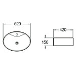 Раковина накладная SantiLine 520х420х150 овальная белая SL-1072