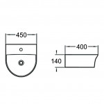 Раковина накладная SantiLine 450х400х140 полукруглая белая SL-2008