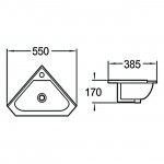 Раковина накладная SantiLine 550х385х170 угловая нестандартная белая SL-2020