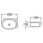 Раковина накладная SantiLine 420х290х130 овальная белая SL-2022L