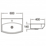 Раковина накладная SantiLine 600х400х140 нестандартная белая SL-2025