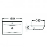 Раковина встраиваемая сверху SantiLine 510х395х185 прямоугольная белая SL-2101 (50)