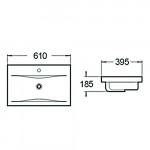 Раковина встраиваемая сверху SantiLine 610х395х185 прямоугольная белая SL-2101 (60)