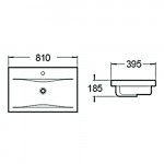 Раковина встраиваемая сверху SantiLine 810х395х185 прямоугольная белая SL-2101 (80)