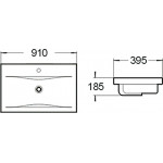 Раковина встраиваемая сверху SantiLine 910х395х185 прямоугольная белая SL-2101 (90)