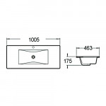 Раковина встраиваемая сверху SantiLine 1005х463х175 прямоугольная белая SL-2102 (100)