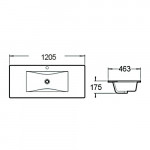Раковина встраиваемая сверху SantiLine 1205х463х175 прямоугольная белая SL-2102 (120)