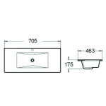 Раковина встраиваемая сверху SantiLine 705х463х175 прямоугольная белая SL-2102 (70)