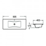 Раковина встраиваемая сверху SantiLine 905х463х175 прямоугольная белая SL-2102 (90)