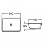 Раковина SantiLine встраиваемая снизу 550х400х175 прямоугольная белая SL-3004