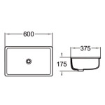 Раковина SantiLine встраиваемая снизу 600х375х175 прямоугольная белая SL-3006