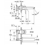 Смеситель Grohe BauEdge для раковины встраиваемый в стену на 2 отверстия, хром 20474001