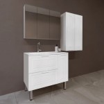 Тумба под умывальник Style Line Альба 90 L напольная/подвесная с бельевой корзиной белая левая ЛС-000010052