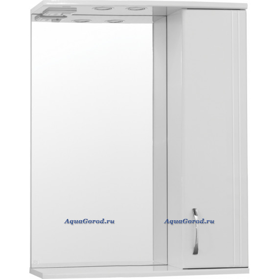 Зеркало-шкаф Style Line Эко Волна Панда 65 см с подсветкой правый белый ЛС-00000132