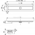 Комплект TECE linus для монтажа дренажного канала 2 в 1, с основой для плитки tile и steel, с мембраной 800 мм