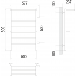 Полотенцесушитель Terminus Анкона П8 500х800 мо 500 с боковым подключением и полкой 4670078529961