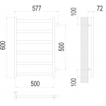 Полотенцесушитель Terminus Аврора П6 500х600 мо 500 с боковым подключением 4670078529886