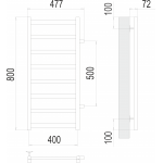 Полотенцесушитель Terminus Аврора П8 400х800 мо 500 с боковым подключением 4670078529909
