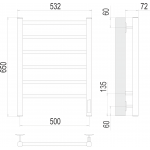 Полотенцесушитель электрический Terminus Аврора П6 500х650 quick touch 4670078531155