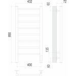 Полотенцесушитель электрический Terminus Аврора П8 400х850 quick touch 4670078531162