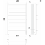 Полотенцесушитель электрический Terminus Евромикс квадро П8 500х850 quick touch 4670078531254