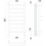 Полотенцесушитель электрический Terminus Евромикс П8 400х850 quick touch 4670078531285