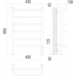 Полотенцесушитель электрический Terminus Евромикс квадро П6 400х650 quick touch 4670078531223