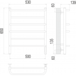 Полотенцесушитель электрический Terminus Евромикс квадро П6 500х650 quick touch 4670078531230