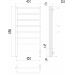 Полотенцесушитель электрический Terminus Евромикс квадро П8 400х850 quick touch 4670078531247