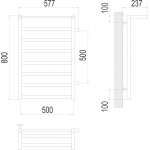 Полотенцесушитель Terminus Хендрикс П8 500х800 мо 500 с боковым подключением и полкой 4670078530417