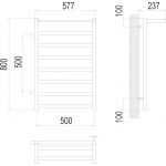 Полотенцесушитель Terminus Хендрикс П8 500х800 мо 500 с левым боковым подключением и полкой 4670078531582