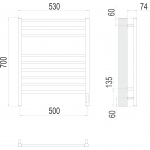 Полотенцесушитель электрический Terminus Ватикан П9 500х700 sensor quick touch 4670078526229