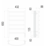 Полотенцесушитель электрический Terminus Классик П6 400х650 quick touch 4670078531308