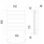 Полотенцесушитель электрический Terminus Классик П6 500х650 quick touch 4670078531322