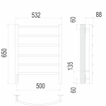 Полотенцесушитель электрический Terminus Классик П6 500х650 quick touch (левый) 4670078531339